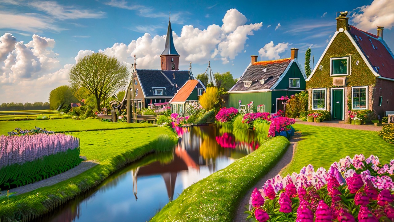 Giethoorn NETHERLANDS 4K 🇳🇱 Netherlands Walking Tour 🌸 Beautiful Village in Europe 4K 🌞 Summer 60fps
