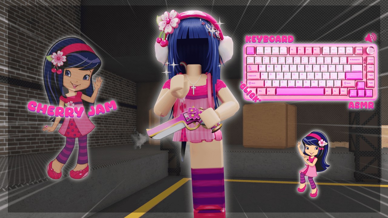 PLAYING MM2 AS CHERRY JAM *Keyboard ASMR*