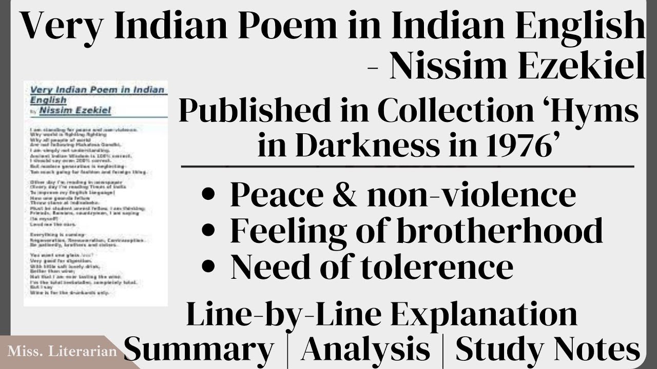 Very Indian Poem in Indian English by Nissim Ezekiel Summary | Explanation | Themes #nissimezekiel