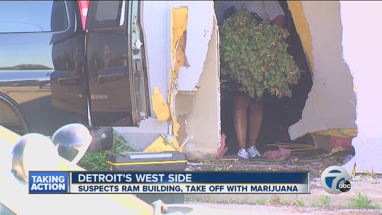 Suspects ram building, steal marijuana