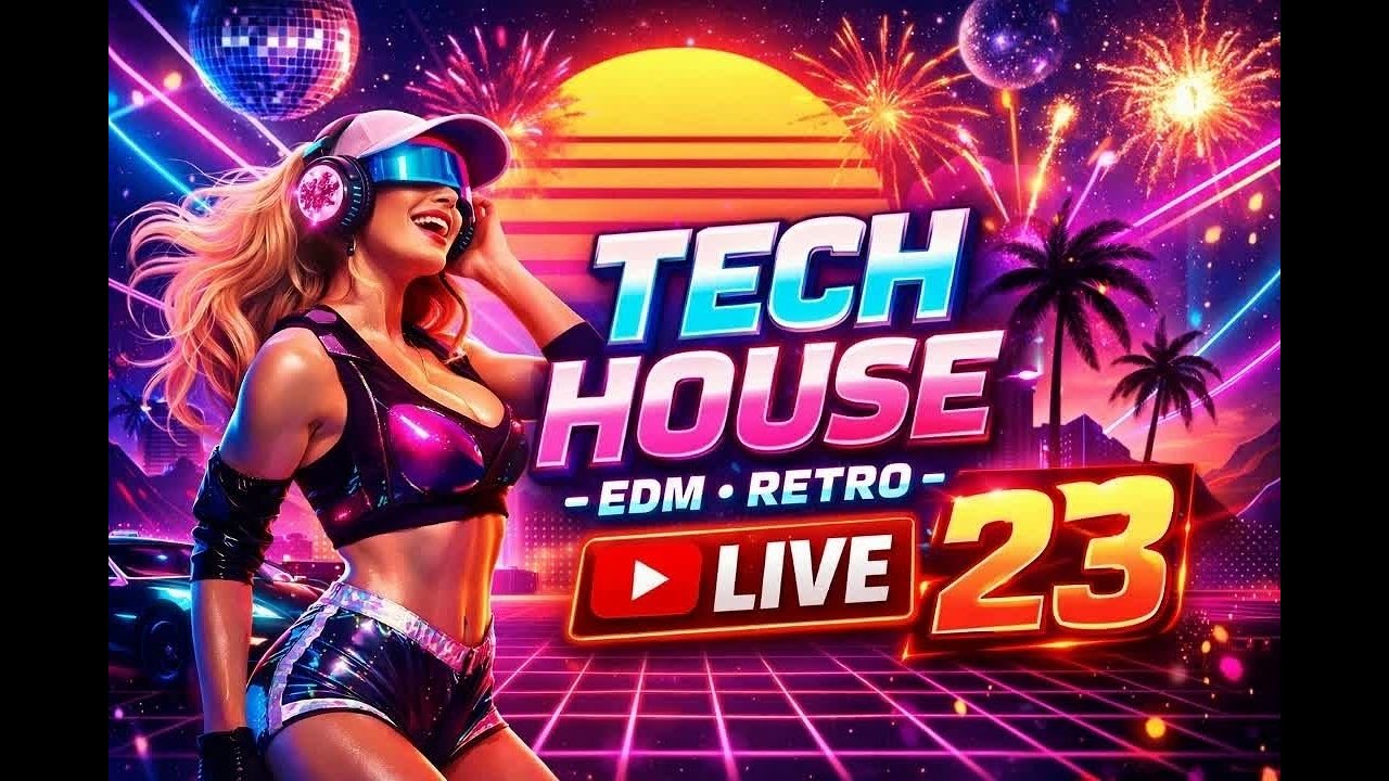 „🔥 TECH HOUSE LIVE 23 | EDM Retro Vibes + Disco Neon Party 🔊💥”
