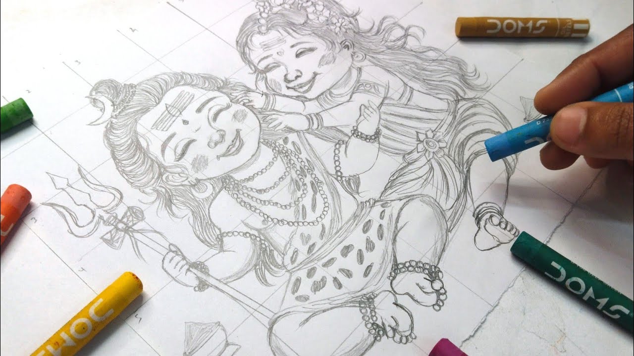 How To Draw Shiv Parvati Holi Drawing|Easy Holi Drawing|Shiv-Parvati ki Holi/ Shiv Parvati Drawing 