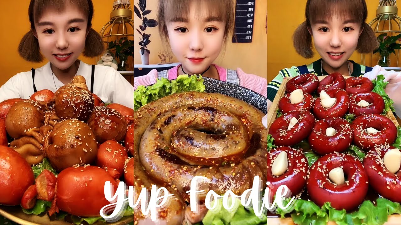 ASMR Chinese Food Mukbang | Sheep Brain, Pork Blood Sausages, Circular Sausage | Yup Foodie #90