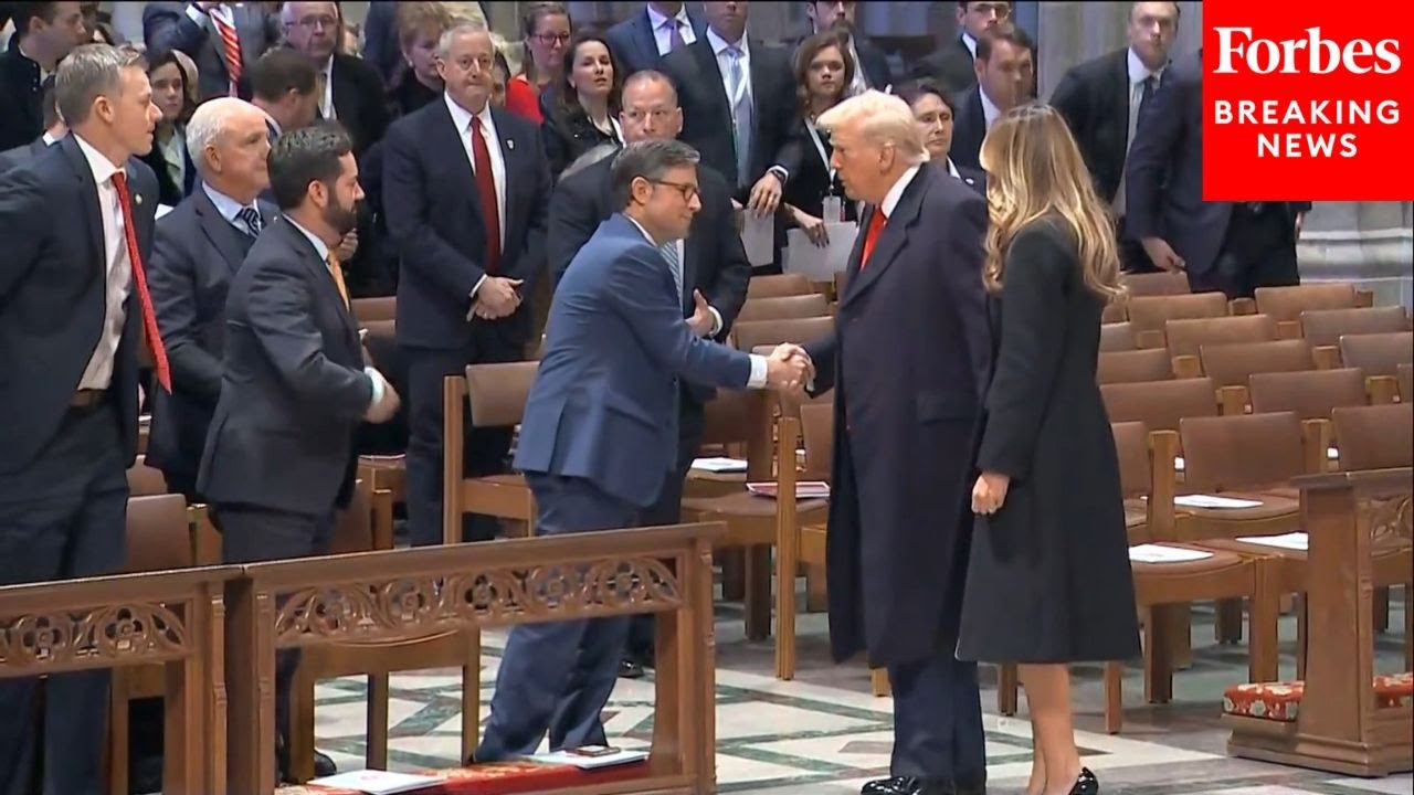 JUST IN: Donald Trump & His Family Arrive At The National Cathedral For The National Prayer Service