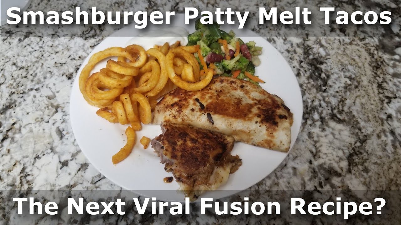 Smashburger Patty Melt Tacos with Curly Fries and Steamed Veggies - Uncle D Cooks