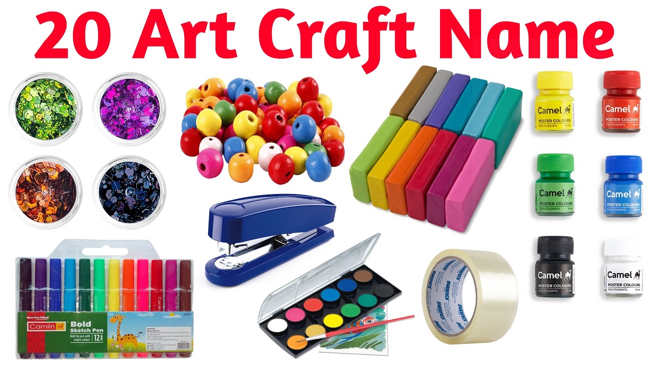 20 आर्ट एंड क्राफ्ट के नाम | Learn 20 Art & Craft Items in English | Educational Video