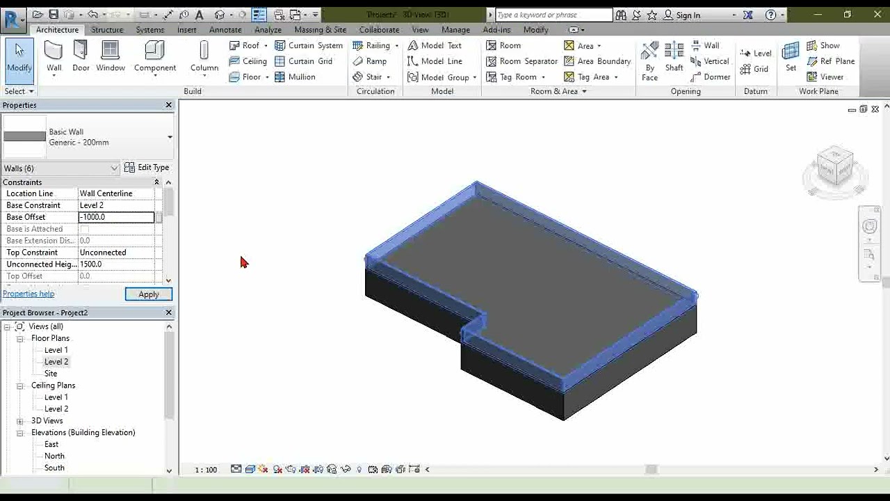 AREWA REVIT  HOW TO CREATE PARAPET WALL WITH GUTTER DOUBLE SLOP