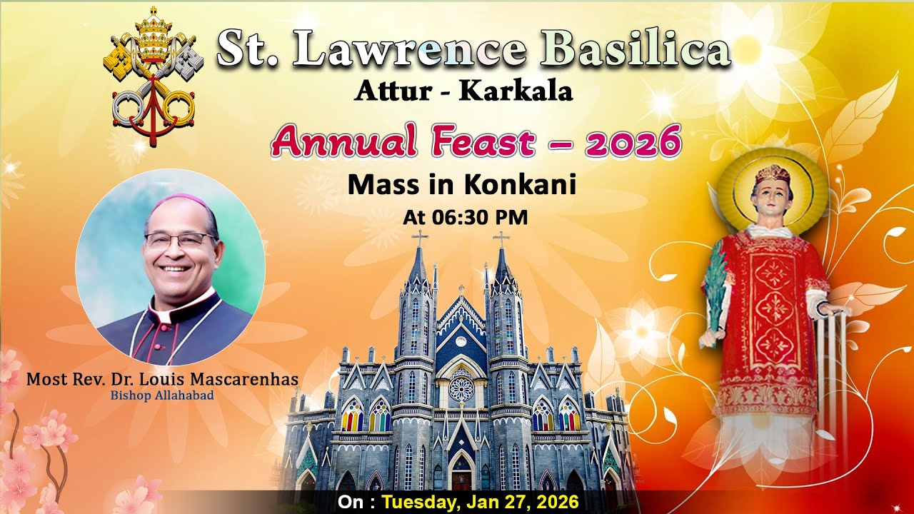 St Lawrence Basilica, Attur | Annual Feast | Day 3 | Mass in Kannada | 6.30  PM  | Daijiworld Udupi
