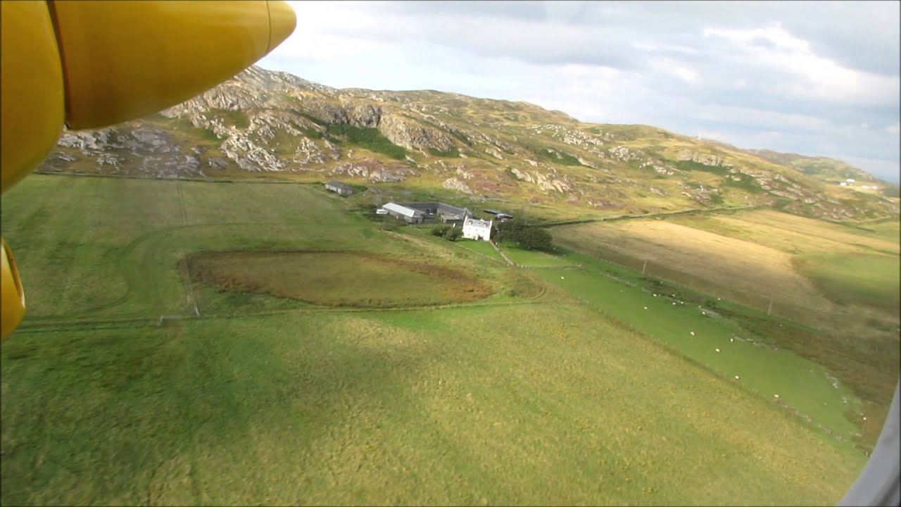 Take off from Colonsay Airport on board Hebridean Air Services' BN Islander G-HEBO