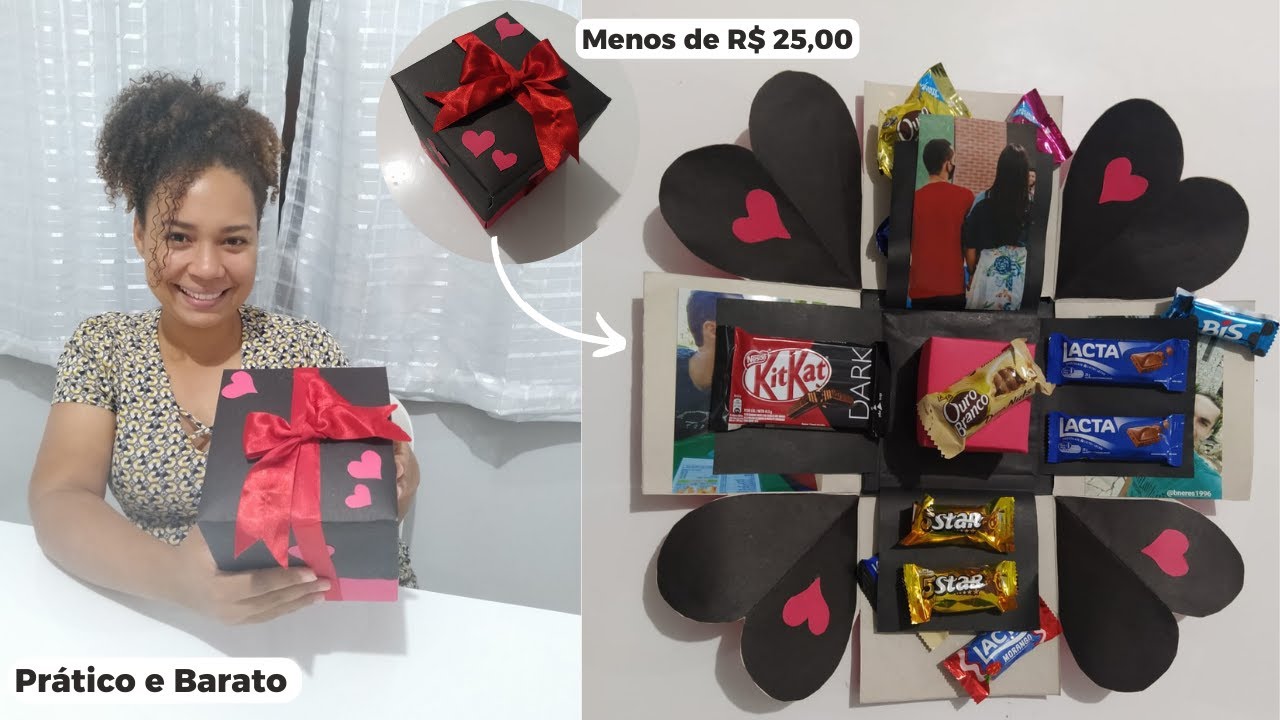Diy: Presente Dia dos NAMORADOS❤️/Caixa Explosiva - prático e super baratinho/menos de R$ 25 reais🤑