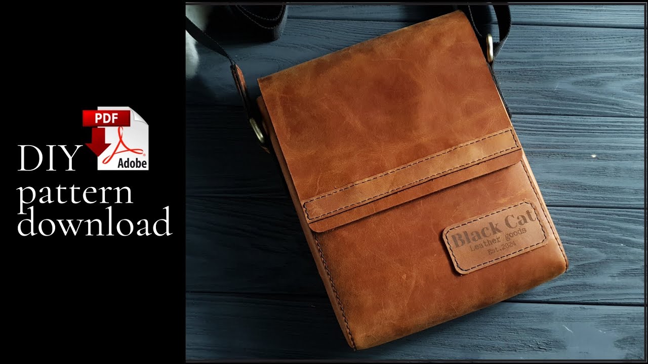Making a leather crossbody bag | PDF pattern | DIY leather messenger bag  | Tutorial | Template