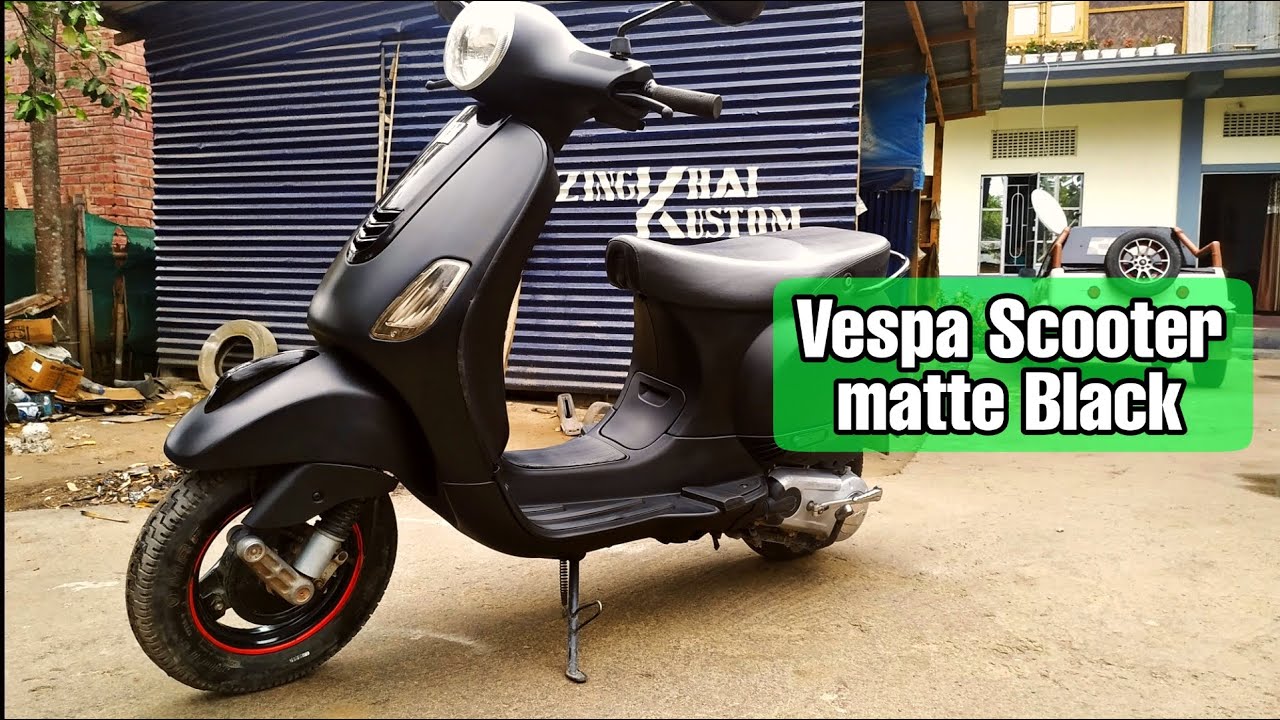Vespa scooter custom paint|| spraying matte black || custom painting