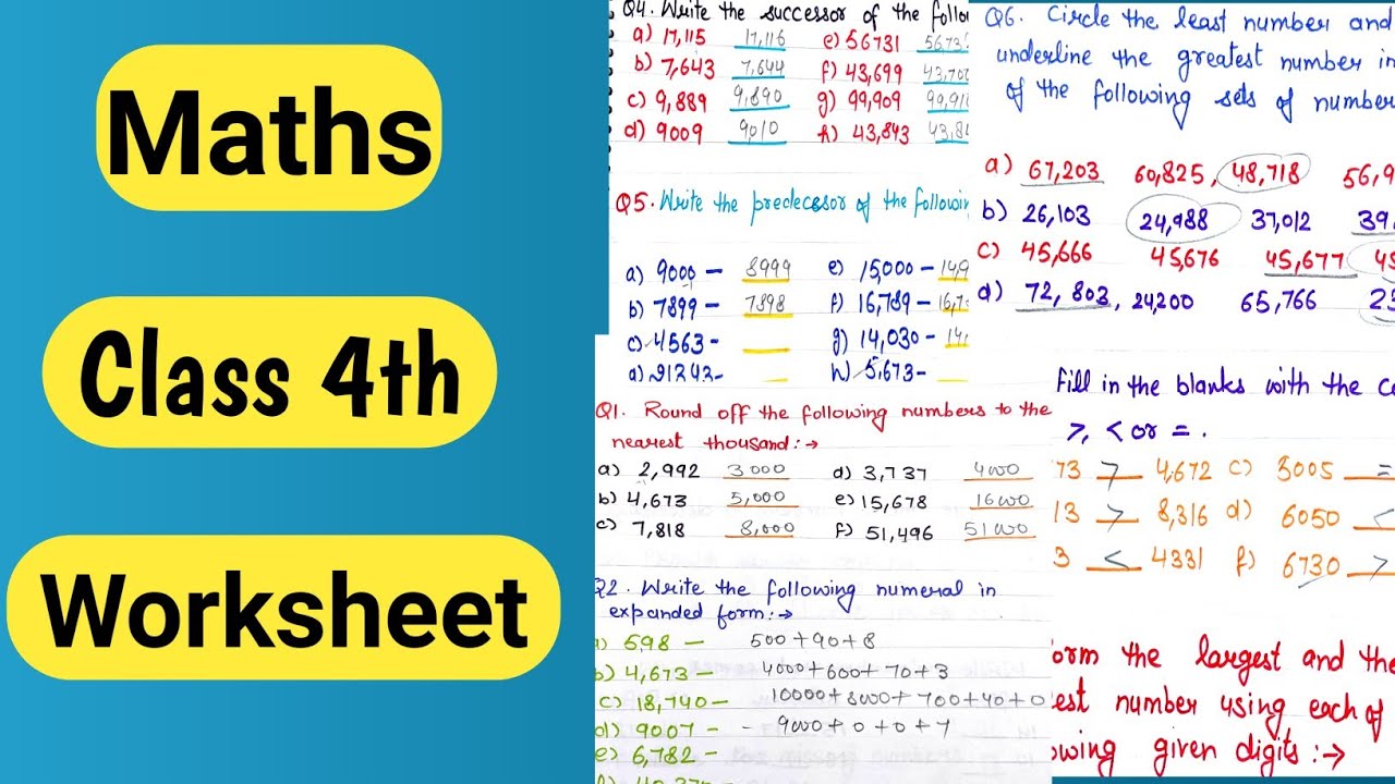 Maths Worksheet for Class 4 | Maths for class 4 | Class 4 Maths