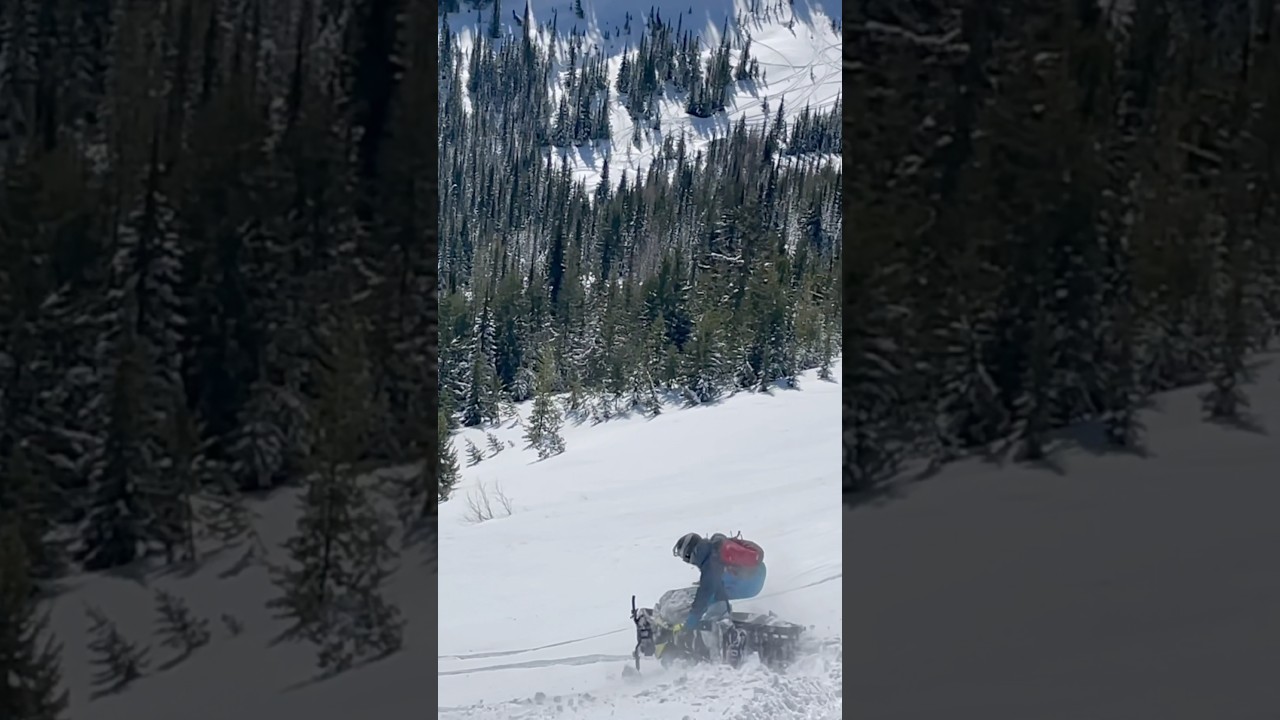 How to properly send your snowmobile down a mountain #snowmobile #viral #crash #lucky #winter