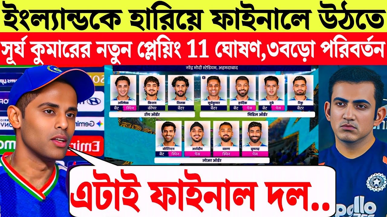 ইংল্যান্ডকে হারিয়ে ফাইনালে উঠতে টিম ইন্ডিয়ার নতুন প্লেয়িং 11 | India vs England Playing 11 