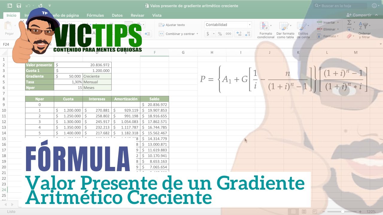 Valor Presente de un Gradiente Aritmético Creciente