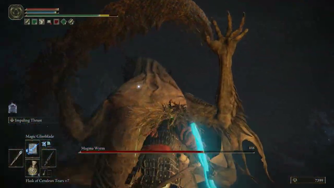 elden ring no hit magma wyrm Gael cave lvl1 clayman spear