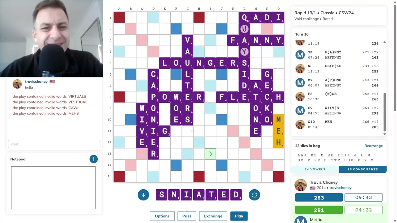 Scrabble game with commentary no.540