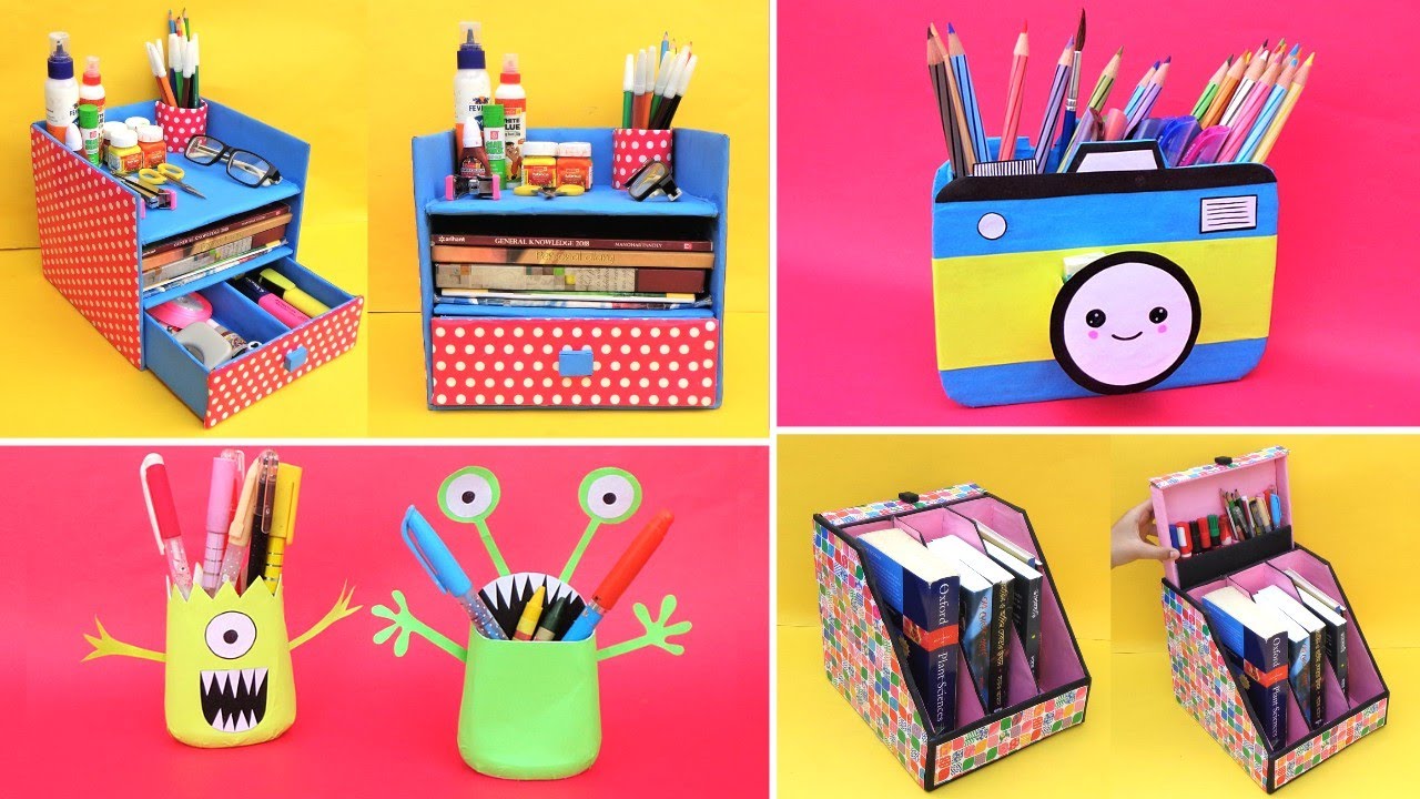 4 Easy Desk Organization Ideas/ Best out of waste /DIY Desk Organizers with Pen stand
