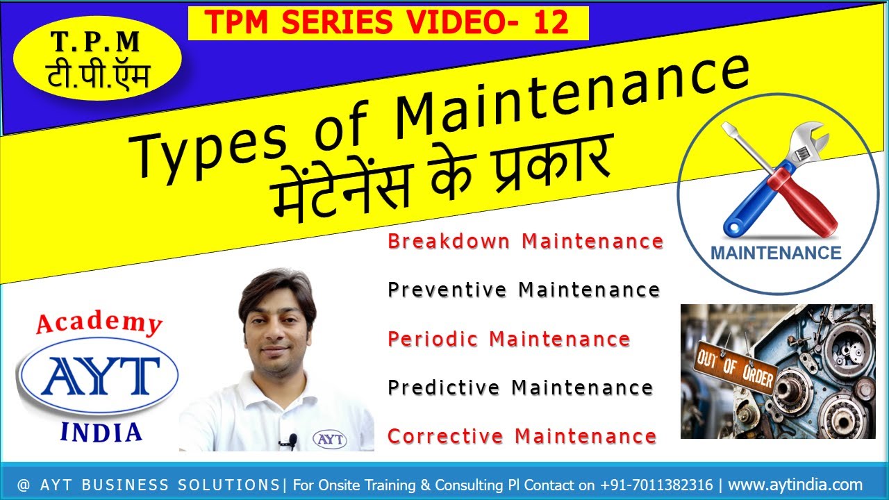 Types of Maintenance | मेंटेनेंस के प्रकार | TPM SERIES VIDEO- 12 | AYT 🇮🇳 India Academy