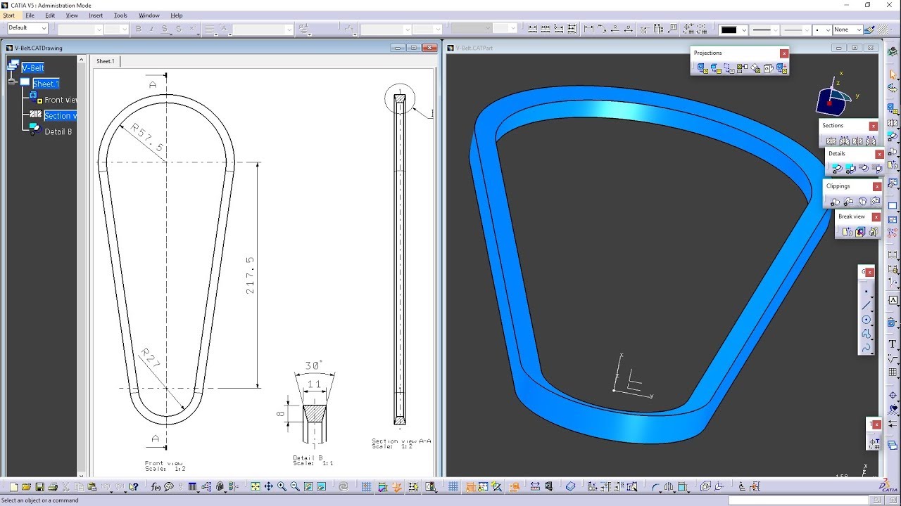 CATIA V5-6R2017 - V-BELT - DRAWING