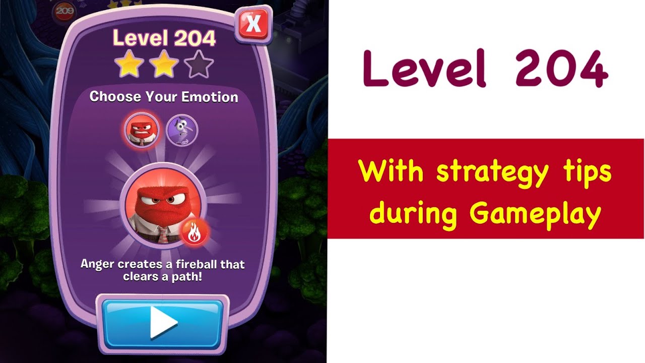 Inside Out Thought Bubbles level 204 Anger Tips and Strategy Walkthrough