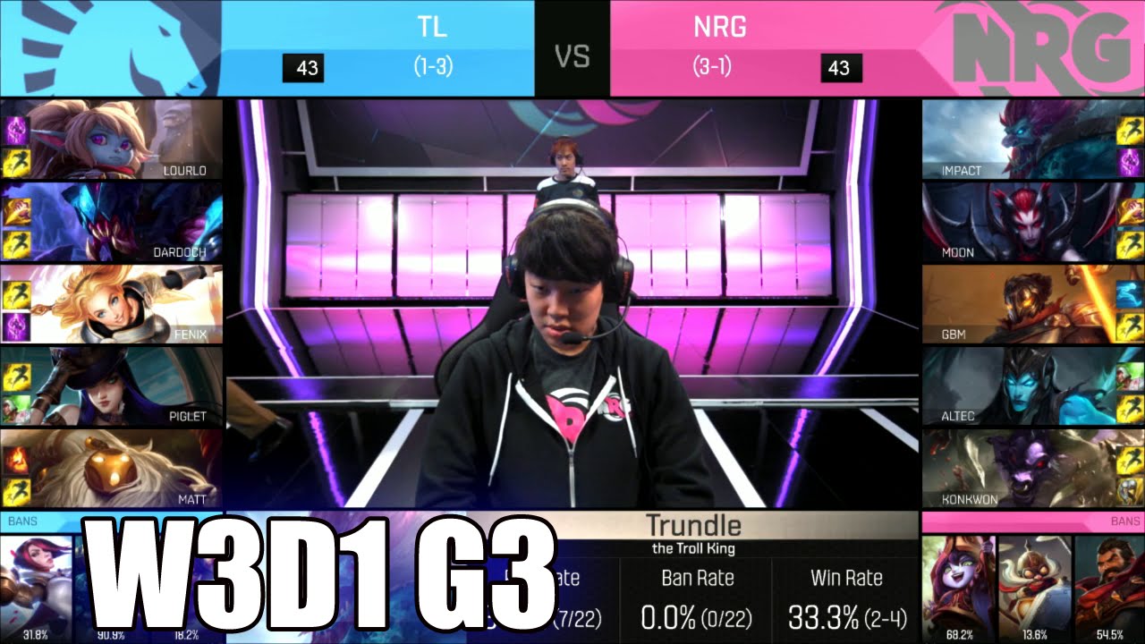 Team Liquid vs NRG eSports | Week 3 Day 1 S6 NA LCS Spring 2016 | TL vs NRG G1 W3D1