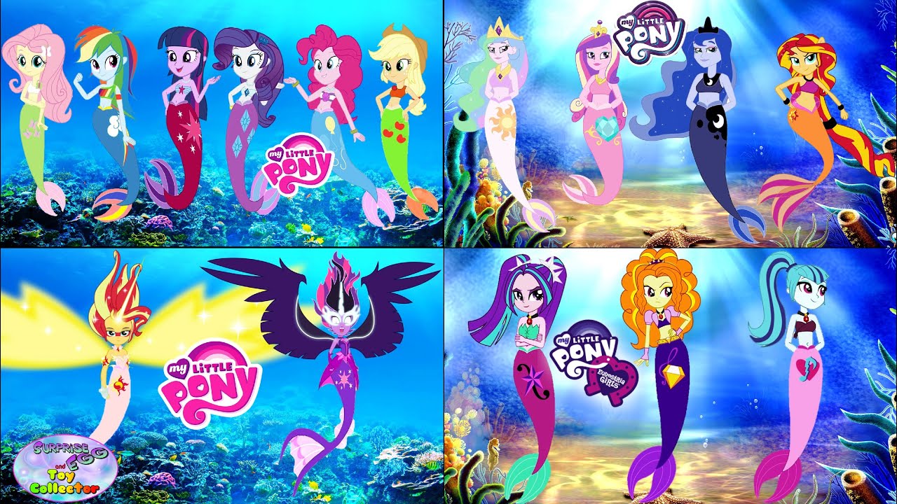 MY LITTLE PONY Equestria Girls Transforms Into Mermaids Mane 6  Surprise Egg and Toy Collector SETC