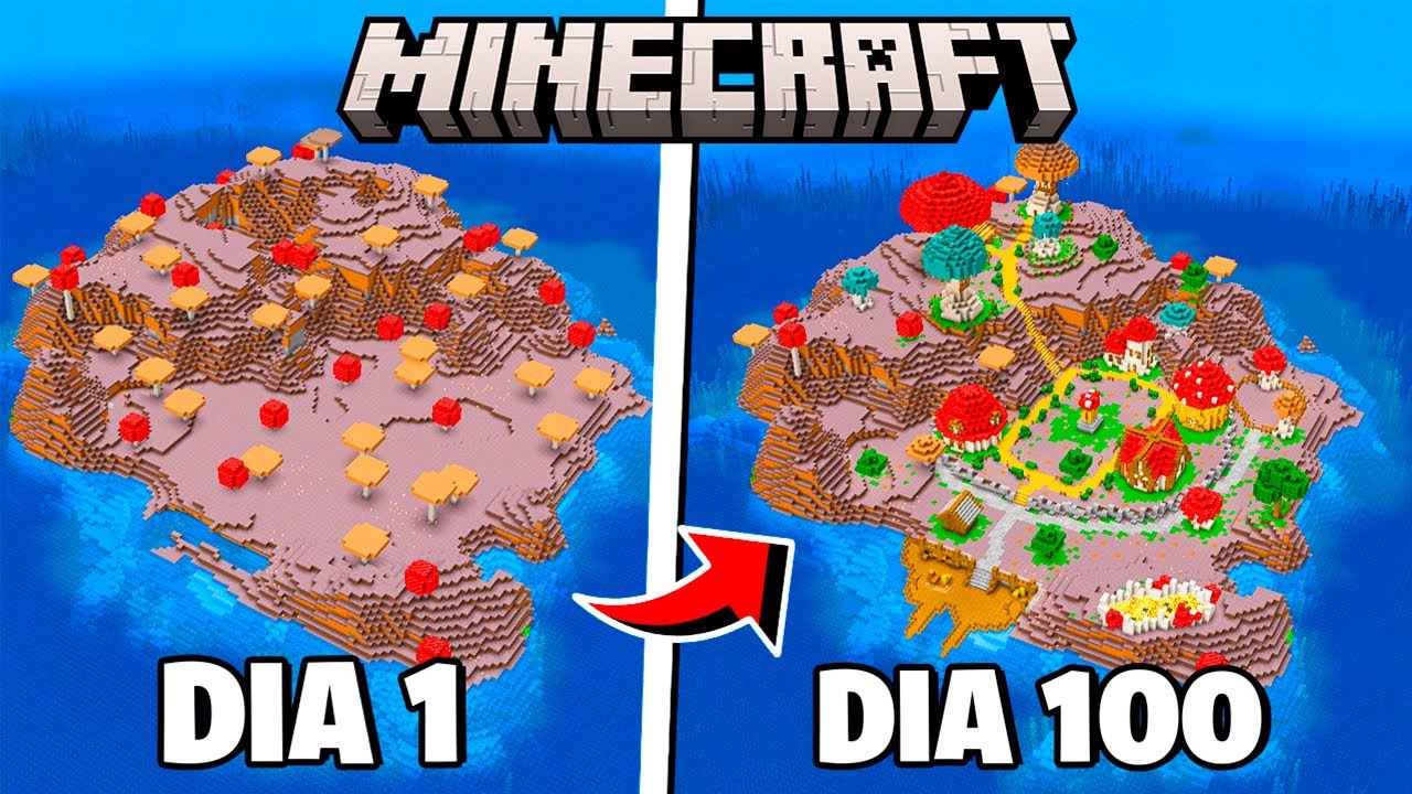 SOBREVIVI 100 DIAS EM UMA ILHA COGUMELO NO MINECRAFT