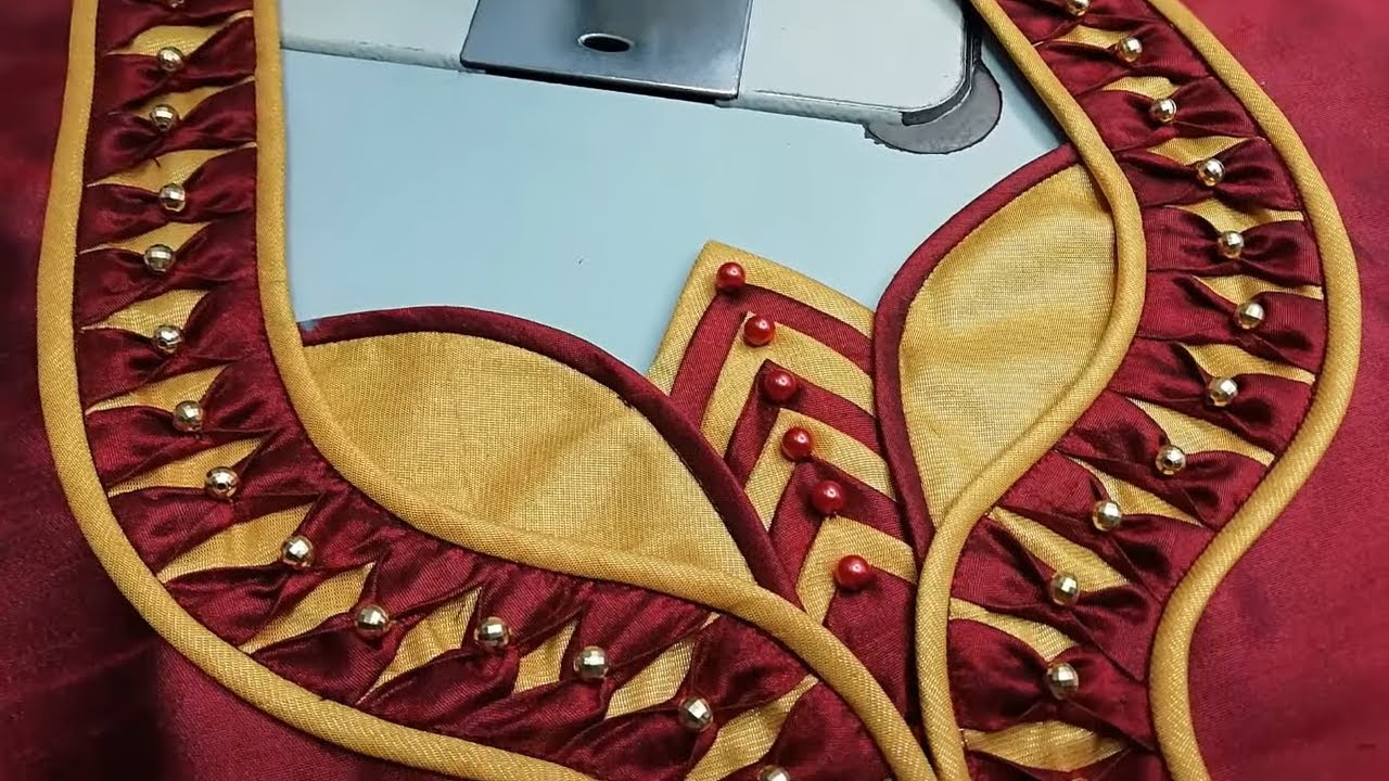 Stitching of a beautiful back neck design of blouse | fashion designing