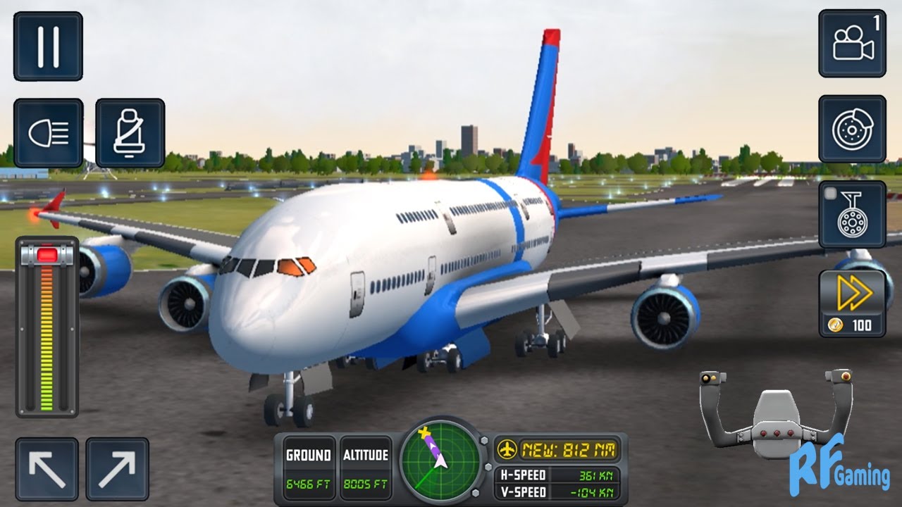 Flight Sim 2018! Airplane Landing Night, Flight to Miami Simulator