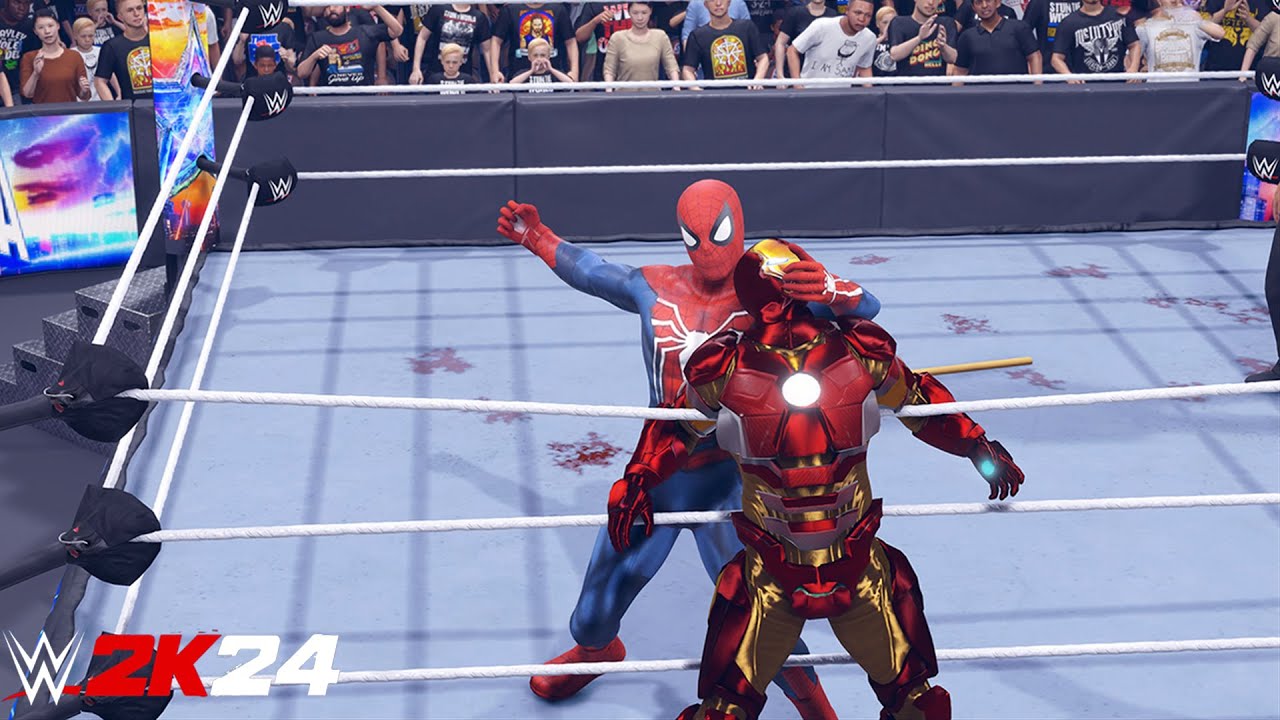 Человек-паук против Железного человека | Матч Мститель против Мстителя — WWE 2K24 — PS5 [4K 60FPS]