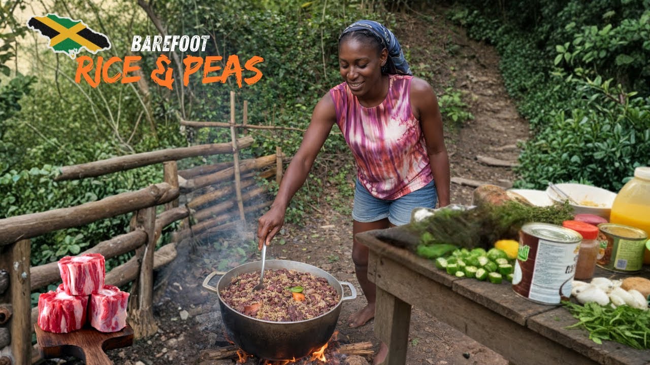 This Jamaican Wood Fire “BAREFOOT” Rice & Peas Changed Everything 😮| Fire, Flavor & Tradition! 🔥