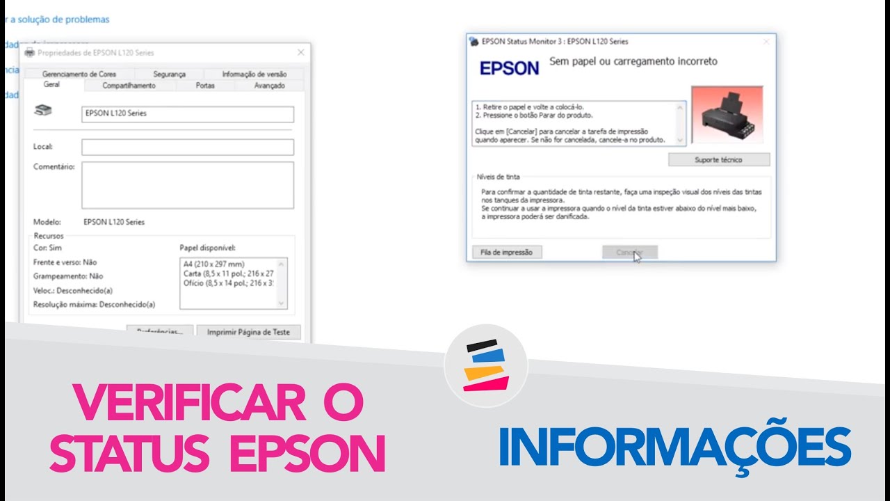 Como verificar o Status, Informa&ccedil;&otilde;es e Erros da Impressora EPSON