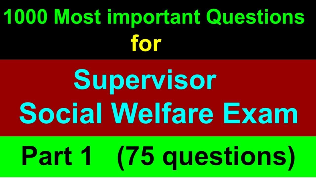 MCQ'S for Supervisor Exams Social Welfare | Part 1