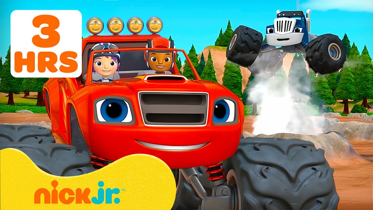 Blaze | 3 UUR LANG races, missies en reddingsacties met Blaze & Crusher! 🚗 🚙 | Nick Jr. Nederlands