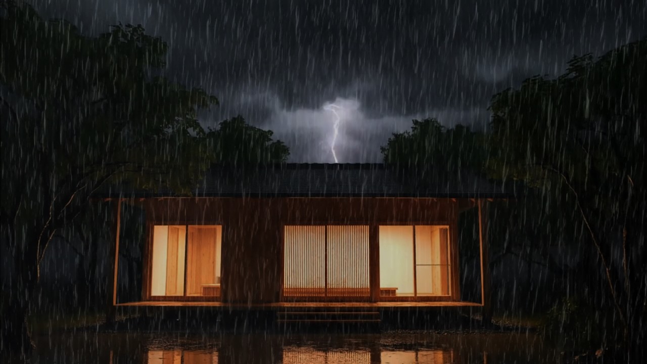 3 Minutes to Fall Asleep Fast: Heavy Rain Storm on a Tin Roof & Deep Thunder (HD)
