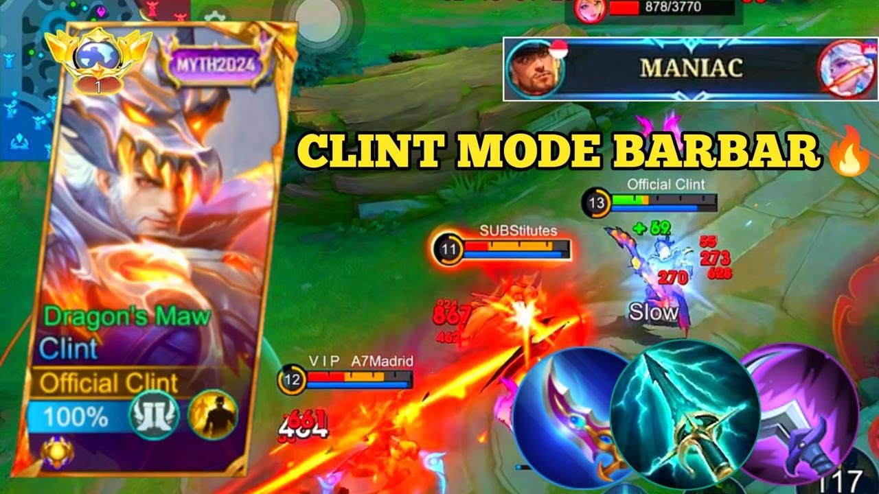 CLINT MODE BARBAR AGGRESSIVE GAMEPLAY 29 KILLS + MANIAC RIP SAVAGE!! - Mobile Legends