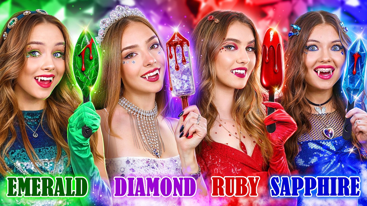 Esmeralda, Rubi, Diamante e Safira Transformam-se em Vampiras! Ca&ccedil;adoras de Vampiros na Vida Real