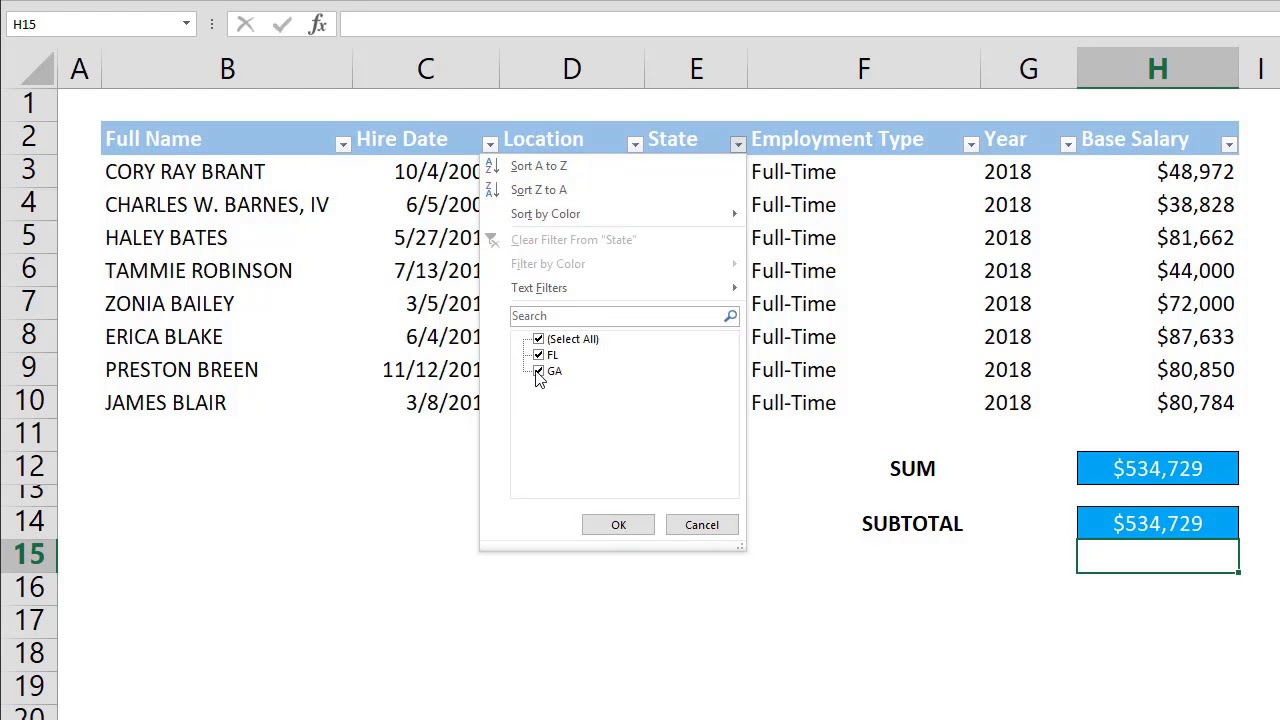 How to sum filtered values in data tables