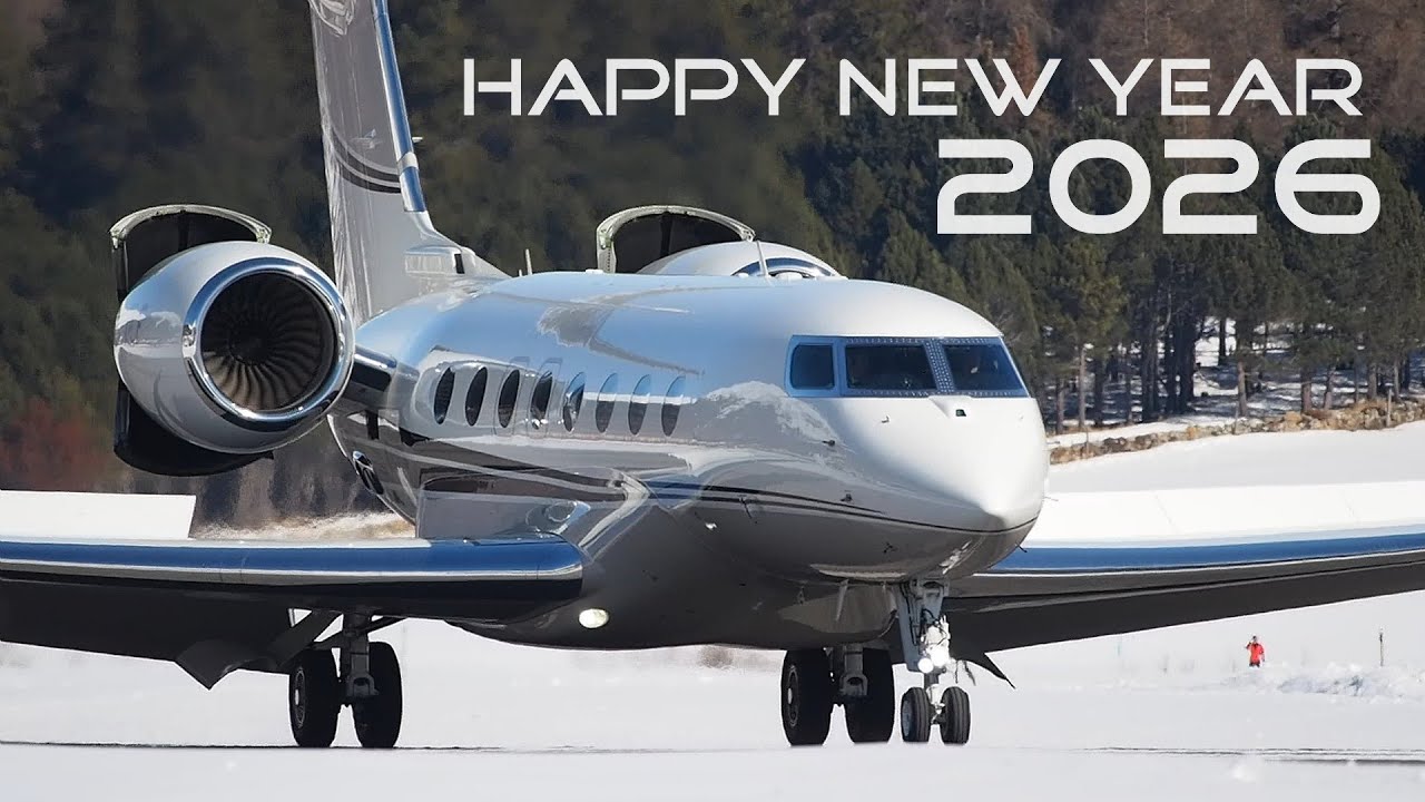 Happy New Year 2026 | St.Moritz Engadin Airport | Close Up Planespotting #GLEX #Gulfstream #Cessna