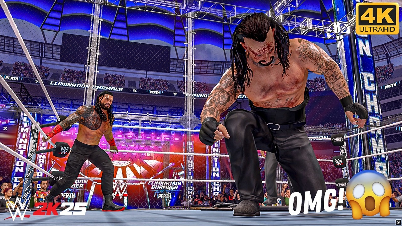 WWE 2K25 - Roman Reigns vs. The Undertaker - Hell in a Cell Match | PC [4K60]