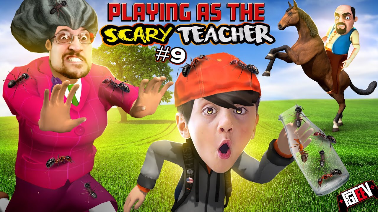SCARY TEACHER is Horse Riding in my HOUSE! (FGTeeV plays Hold Your Horses #9)