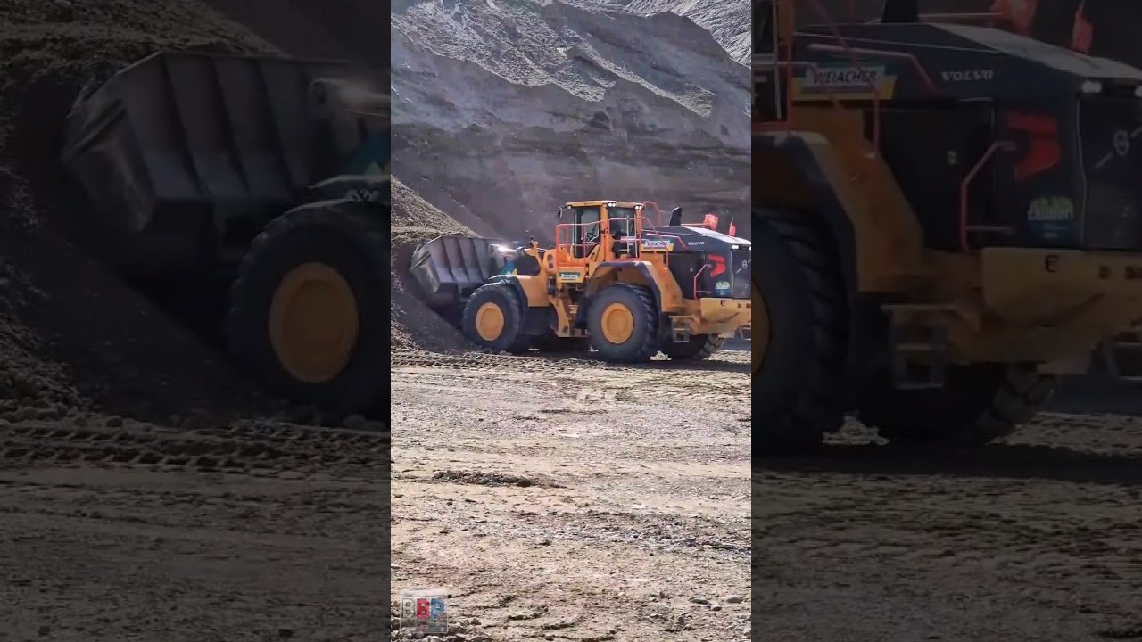 Volvo L350H Loads Gravel in a Swiss Quarry, 2023.