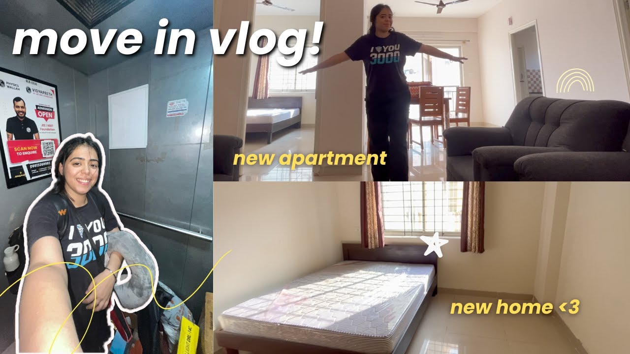 APARTMENT MOVE IN VLOG 🏠✨, empty apartment tour, unpacking, living alone