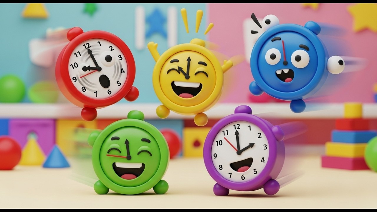 Five Little Toy Clocks Tick Tock Tick | Learning Time & Counting Song for Kids