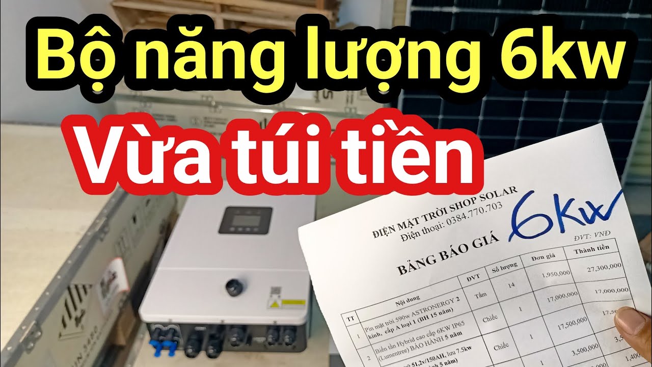 Shop Solar - Đầu tư Bộ Năng lượng mặt trời 6kw, chỉ gần 50triệu, Pin LS, Biến tần Sunsmart IP65