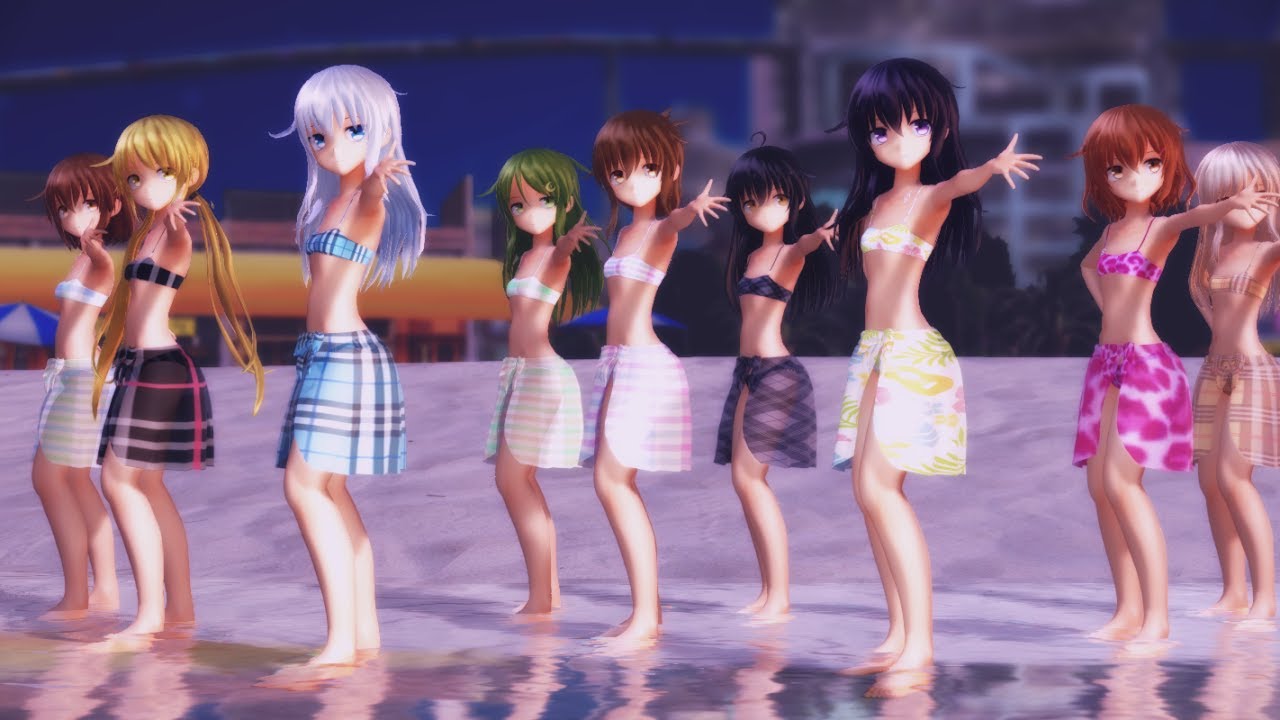 【MMD艦これ】僕らの街に愛が降る夜だ（エボシ式くちくぅーず　水着）