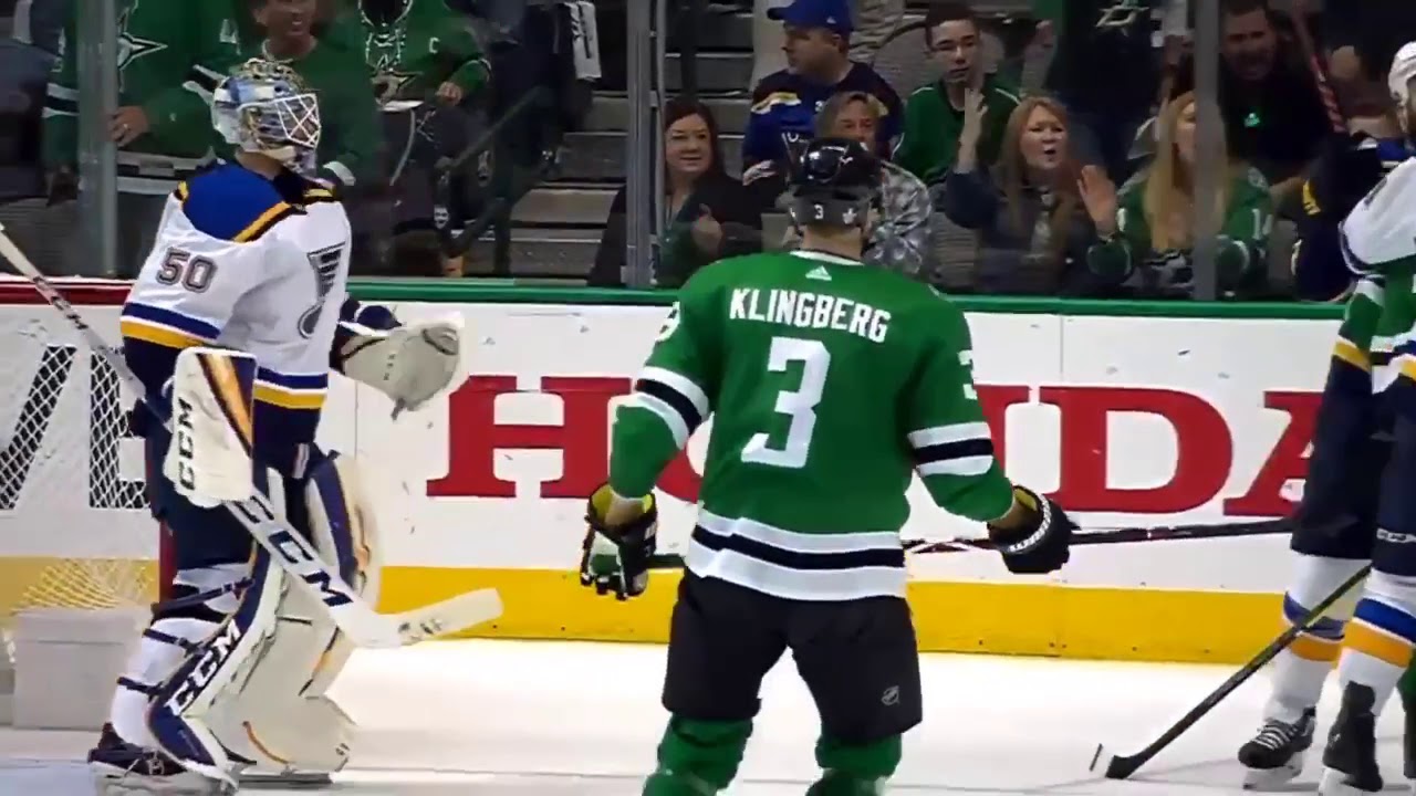 Jordan Binnington hits Ben Bishop during commercial break