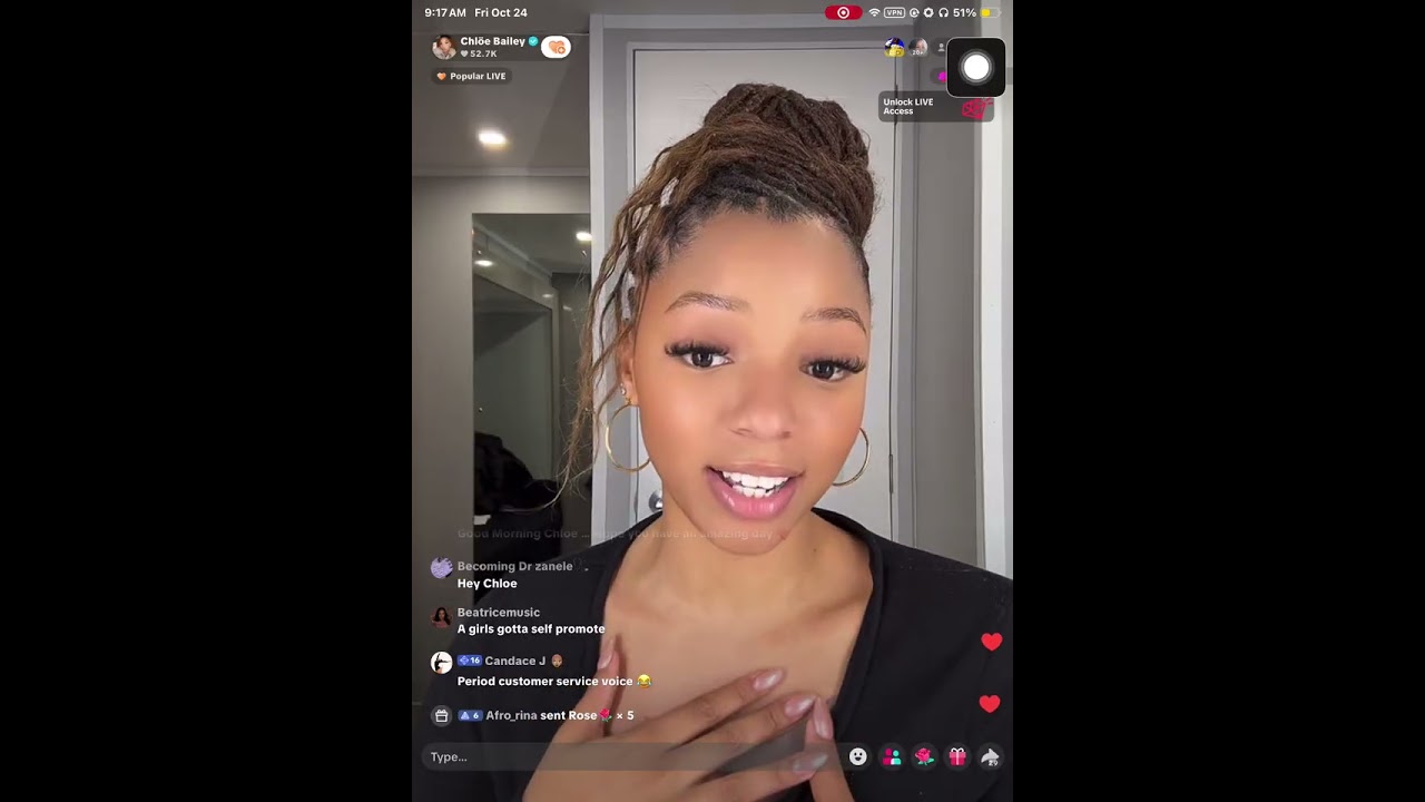 Хлоя Бейли TikTok Live | 24.10.25 | cxhdailys